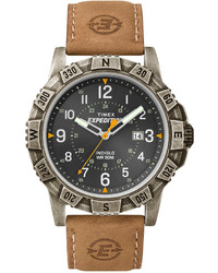 Timex Expedition Rugged Metal Field Tan Leather Strap Watch 45mm T49991um Web Id 1739559