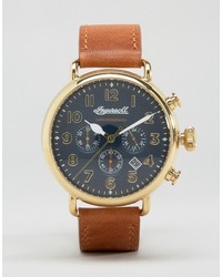 Ingersoll Trenton Quartz Chronograph Leather Watch In Tan