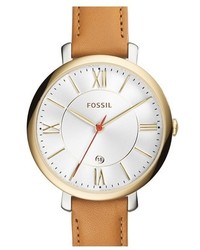Fossil Jacqueline Round Leather Strap Watch 36mm