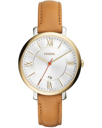 Fossil Jacqueline Tan Leather Strap Watch 36mm Es3737