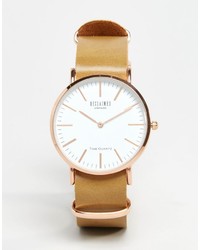 Reclaimed Vintage Leather Watch In Light Tan