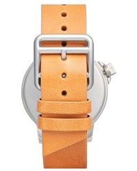 Miansai M24 Round Leather Strap Watch 35mm Tan Blue