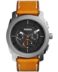 Fossil Machine Chronograph Leather Strap Watch 44mm