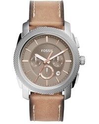 Fossil Machine Chronograph Leather Strap Watch 45mm