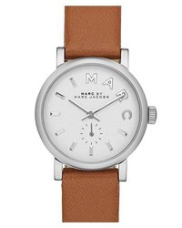 Marc by Marc Jacobs Baker Round Leather Strap Watch 36mm Tan Silver