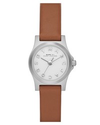 Marc by Marc Jacobs Henry Dinky Leather Strap Watch Tan Silver