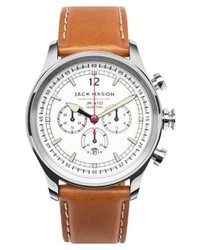 Jack Mason Nautical Chronograph Leather Strap Watch