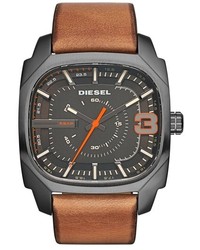Diesel Shifter Square Leather Strap Watch 42mm