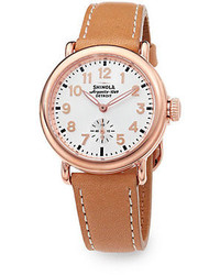 Rosegold Shinola Runwell Rose Goldtone Pvd Stainless Steel Leather Strap Watch