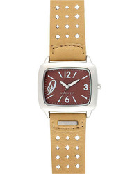 Nine West Tan Perforated Leather Strap Watch Nw 1081bncm