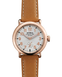 Shinola The Runwell Rose Golden Watch With Tan Leather Strap 36mm