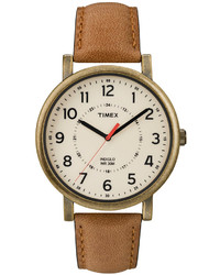 Timex Watch Unisex Premium Originals Classic Tan Leather Strap 42mm T2p220ab