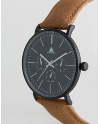 Asos Watch With Distressed Leather Strap