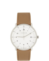 Junghans White And Tan Max Bill Quarz Watch