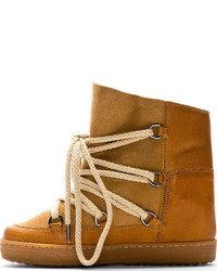 Isabel Marant Camel Leather Wedge Nowles Boots