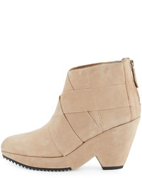 Eileen Fisher Dream Leather Wedge Bootie Earth