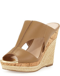 Charles by Charles David Abacus Cutout Leather Wedge Sandal Nude