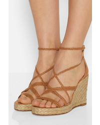 Paloma Barceló Braided Leather Wedge Espadrilles