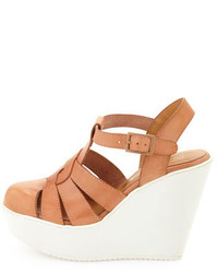 Seychelles Bright Lights Rubber Wedge Leather Sandal Tan