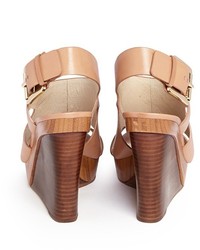 Nobrand Carla Leather Platform Wedge Sandals