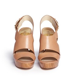 Nobrand Carla Leather Platform Wedge Sandals