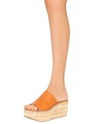 Chloé 70mm Leather Cork Wedge Sandals