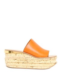Chloé 70mm Leather Cork Wedge Sandals