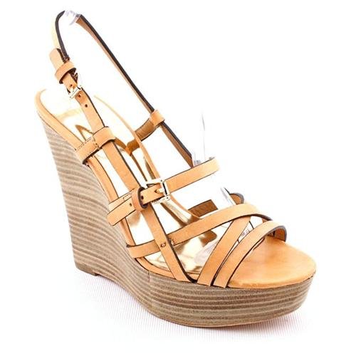 Leather Wedge Sandals: Coach Braxton Tan Leather Wedge Sandals Shoes ...