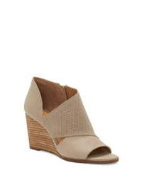 Lucky Brand Jedrek Perforated Open Toe Wedge Bootie