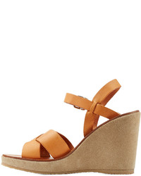 A.P.C. Leather Sandals With Suede Wedge