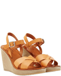 A.P.C. Leather Sandals With Suede Wedge