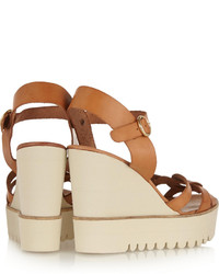 Paloma Barceló Leather Wedge Sandals