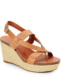 Lucky Brand Naturale Leather Espadrille Wedge Sandals