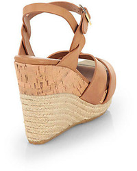 Jimmy Choo Pallet Leather Espadrille Wedge Sandals