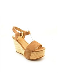 Perugia 10471 Wedge Tan Leather Wedge Sandals Shoes