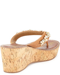 Sam Edelman Randi Jeweled Wedge Thong Sandal Soft Saddle