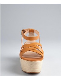 Pour La Victoire Saddle Brown Leather Noletta Platform Sandals
