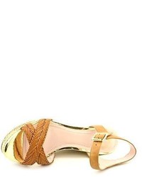 Vince Camuto Tadeta2 Size 10 Tan Open Toe Leather Wedge Sandals Shoes