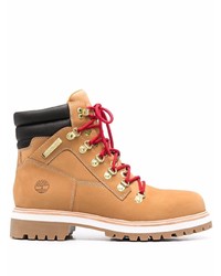 Timberland Logo Embossed Lace Up Leather Boots