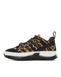 Burberry Black And Beige Leopard Union Sneakers