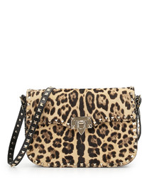 Valentino Leopard Print Calf Hair Flap Bag