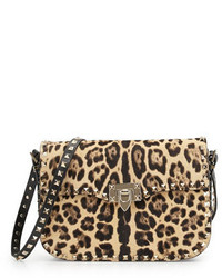 Valentino Leopard Print Calf Hair Flap Bag