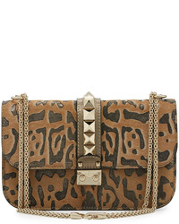 Valentino Medium Cavallino Lock Shoulder Bag Leopard