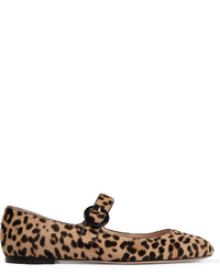 Gianvito Rossi Leopard Print Calf Hair Ballet Flats Leopard Print