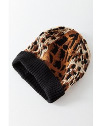 Urban Outfitters Graphic Leopard Intarsia Beanie
