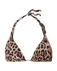 Moschino Embellished Leopard Print Triangle Bikini Top