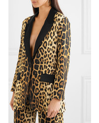 Moschino Med Leopard Print Silk Blazer