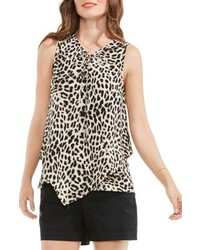 Vince Camuto Leopard Song Lace Up Crepe Handkerchief Top