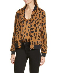 L'Agence Ollie Cheetah Print Silk Bomber Jacket