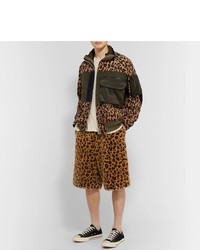 Sacai Panelled Leopard Print Corduroy And Cotton Blend Jacket